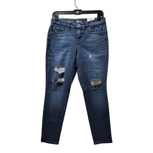 Style & Co Curvy Skinny Ankle Jeans 6P Blue Imogene Wash Distressed Stretch